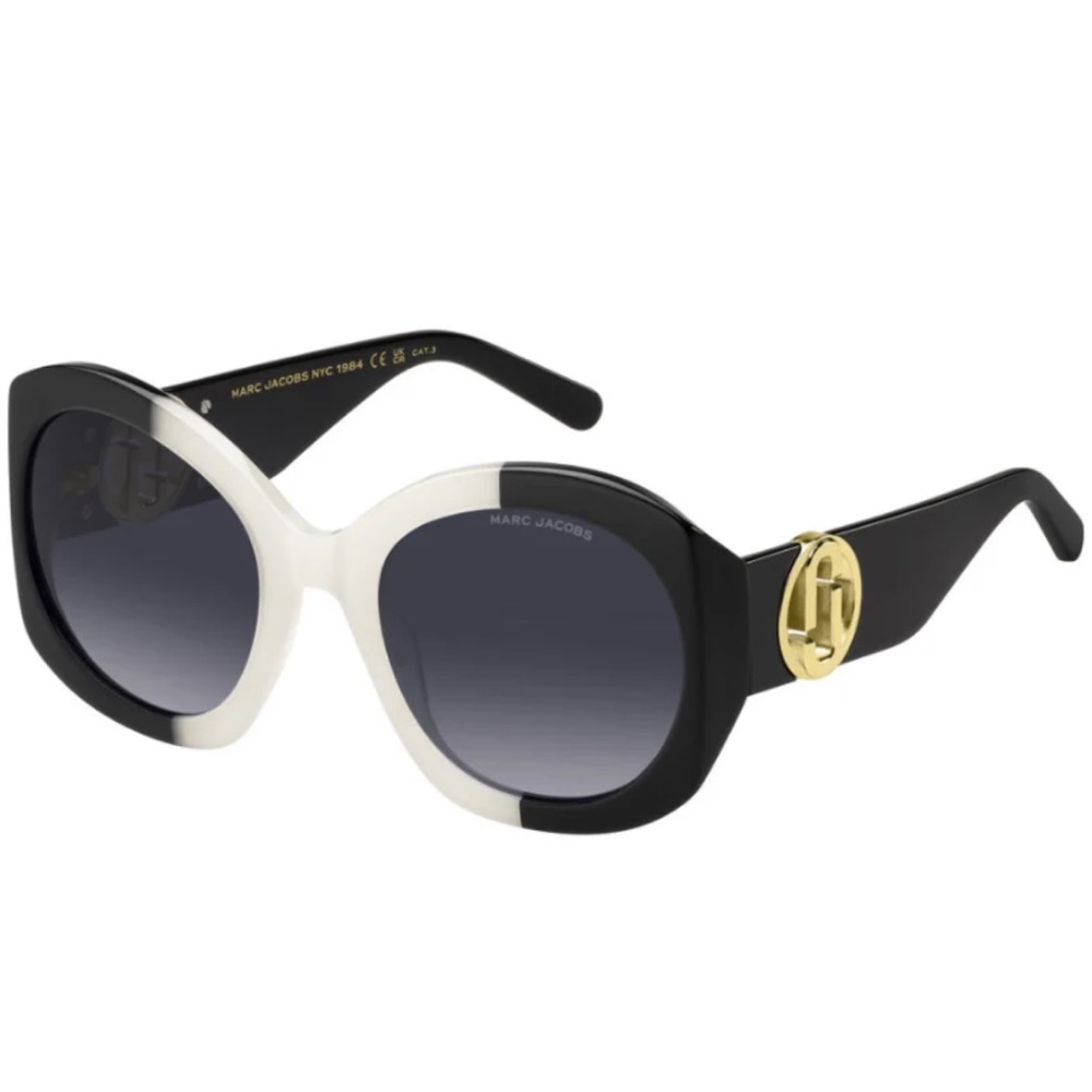 NWT Marc Jacobs Round Black White Sunglasses
